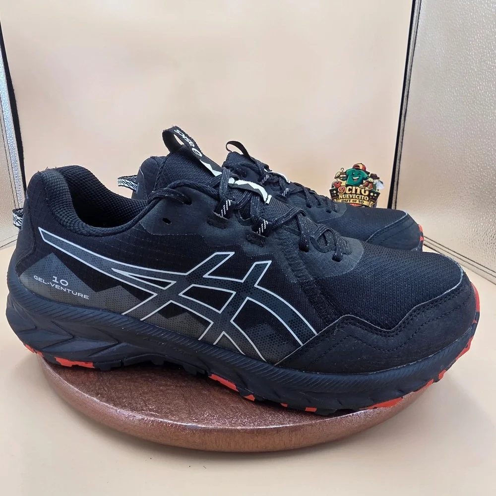 Asics Gel-Venture 9 Mens Trail Running Shoes Black White Red 1011B486 US 10